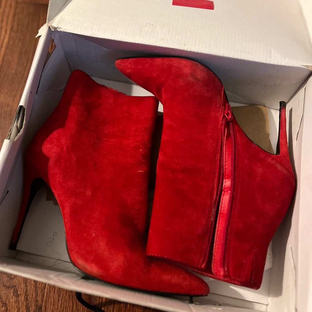 Also Red suede ankle boots 7.5